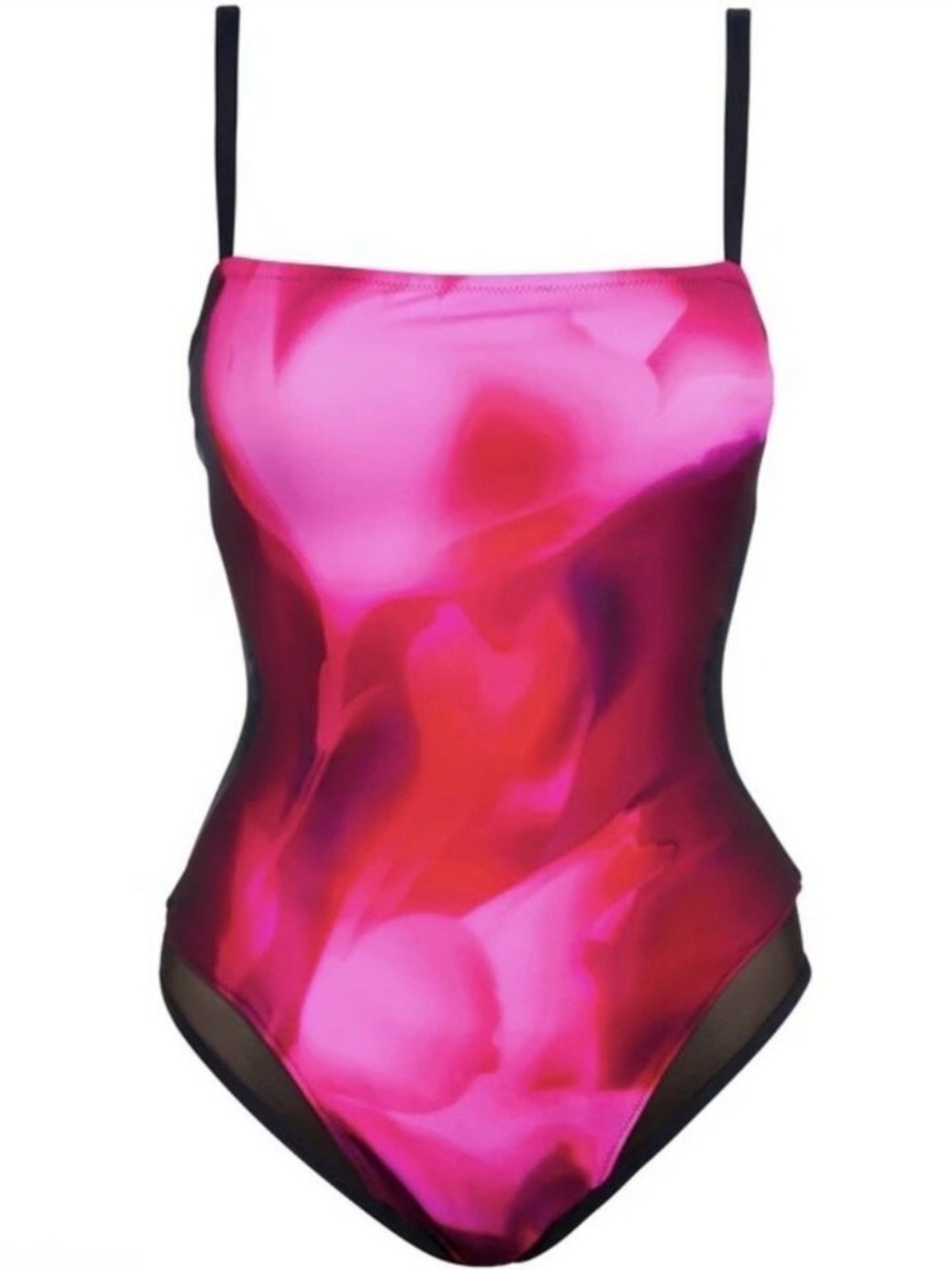New Ta3 Squarey Mesh Contour Swimsuit Rouge Hyper Floral